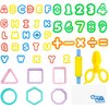 Kare & Kind Dough Tool Kit - 49 pcs Multi-Color Clay Dough Tools - Letters, Numbers and Basic Shapes - for Kids, Toddlers, Pre-School - Excellent Party Giveaways, Christmas, Birthday GIF