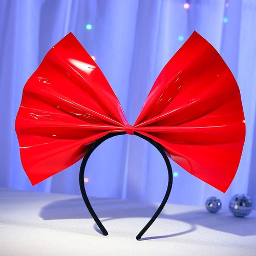 Fdesigner Red Bow Headband Big Bow Headbands Bowknot Hair Band Christams Women Bows Headpiece Festival Cute Hair Hoop for Holiday Cosplay Costume Gift (Red)