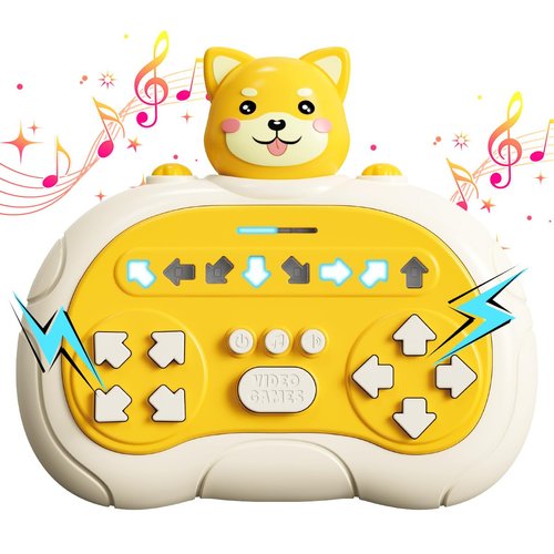 Meiweichuang Fast Push Game Fidget Toys Handle Upgraded Flashing Quick Press Games Pro for Kids，Portable Travel Games for Car Ride, Board Games for Kids andAdultsXmas Birthday Gifts (Yellow Dog)