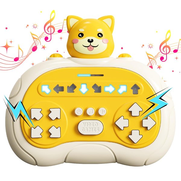 Meiweichuang Fast Push Game Fidget Toys Handle Upgraded Flashing Quick Press Games Pro for Kids，Portable Travel Games for Car Ride, Board Games for Kids andAdultsXmas Birthday Gifts (Yellow Dog)