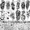 61 Sheets Halloween Temporary Tattoos for Men Women Adults, 12 Sheets Skeleton Death Skull Demon Devil Half Arm Sleeve Fake Tattoo Stickers, 49 Sheets Spider Web Bat Snake Vampire Scar Face Tattoos