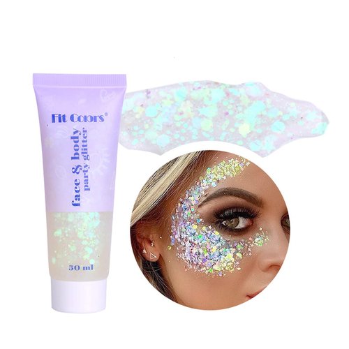 MEICOLY 2pcs Clear White Face Body Glitter,Mermaid Face Glitter Gel,Singer Concerts Festival Rave Accessories,Chunky Sequins Glitter Face Paint for Women and Kids,Sparkling Glitter Makeup