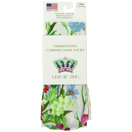Celeste Stein Therapeutic Compression Socks, White Bellagio, 15-20 mmHg, Moderate