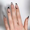 Enppode French Tip Press on Nails Medium Stick on Nails Almond Black Acrylic Nails Nude Matte Nails for Women