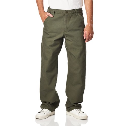 Carhartt mens Washed Duck Dungaree work utility pants, Moss, 32W x 30L US