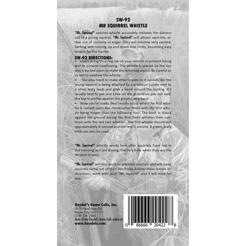 Haydel's Game Calls Inc. SW-92 AMZ Mr. Squirrel Whistle Squirrel Call for Hunting