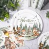 Whaline 72Pcs Let The Adventure Begin Party Supplies Baby Shower Plates Napkins Tableware Set Adventure Awaits Disposable Tableware For Baby Shower Birthday Adventure Party Table Decor Serve 24