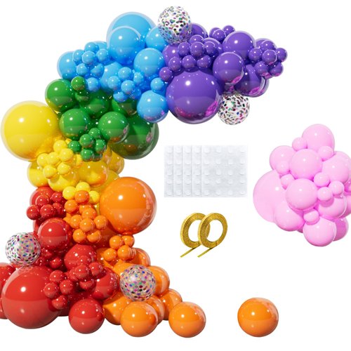 162 Pcs Rainbow Garland Balloon Kit mixed size 18 10 5 Inch Rainbow arch balloon kit for Birthday Baby Shower Wedding.