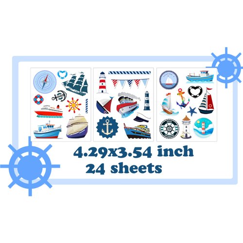 CupaPlay 230 Nautical Tattoos Temporary Stickers Nautical Themed Party Supplies Decorations Coastal Beach Birthday Classroom School Prizes Rewards Favors Tattoos