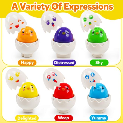 Toddler Montessori Sensory Matching Eggs Toys - Early Preschool Educational Learning Fine Motor Skills Color Sorting Satcking Travel Bingo Puzzle Games Birthday Gifts for 1-3 Years Old Boys Girls