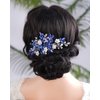 BERYUAN Wedding Pearls Crystal Rhinestone Hair Comb Pearls Crystal Flowers Bride Headpiece Crystal Pearls Wedding Hair Accessories Handmade Wedding Hairband for Wedding Women and Girls (blue)