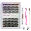 HAMJOYS Lashes 20D 40D D Curl 9-16mm Eyelash Extension Kit Lash Clusters Kit Lash Bond and Seal Waterproof Lash Tweezers Individual Lashes Kit DIY Lash Extension Kit (TZ4-20D/40D-0.07D-9-16Mix Kit)