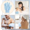 Bath Gloves for Shower Exfoliating Gloves for Men and Women, Body Scrub Shower Scrubber, Double Sided Microfiber Shower Body Gloves for Adults and Kids, Body, Hand Massage, Daily Bath, Blue