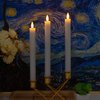 Mavandes Flameless Taper Candles with Remote Timer,White LED Battery Operated Flickering Pack of 4 Window Candles,Real Wax Warm Fire 3D-Wick Flameless Candlesticks,Wedding Home Decor(0.78” x 9.64”)