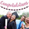BEISHIDA Pink Congratulations Banner(NO-DIY),2024 Graduation Banners, Grad Congrats Class of 2024 Party Supplies,Garland for Congratulation Graduation,Wedding,Retirement Party Decor