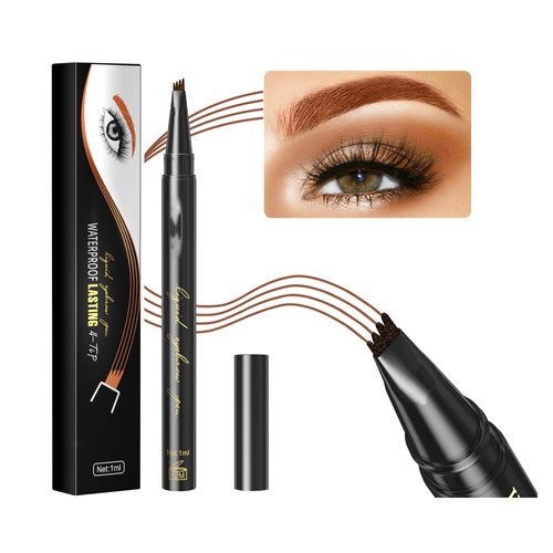 Eyebrow Pencil Micro-blading Pen - Natural Looking 4 Point Eyebrow Pen, Eye Makeup with Long-Lasting, and Portable Microblading Eyebrow Hair (#1 Light Brown)