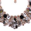 Zthread Rhinestone Bib Statement Necklace Vintage Chunky Chain Choker Collar Necklace Crystal Beads Women Fashion Jewelry Necklace (Black+White)
