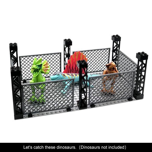 Safety Guardrail,Closed Cage Building Blocks Set，Compatible with Lego Jurassic World t rex ，Halloween Jail，WW2 Military and More Scene，Playset for Boys and Girls Ages 6+ (Bouble Fence)