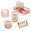Paper Junkie Rose Gold Desk Organizer Set for Home Office Supplies and Accessories, Includes Mesh Wire Pen, Pencil, Business Card, Note, and Paper Clip Holders