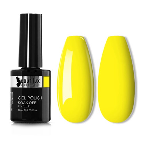 beautilux Yellow Gel Nail Polish, 1Pcs Yellow Color Gel Polish High Gloss Soak Off UV Nail Art Ge...