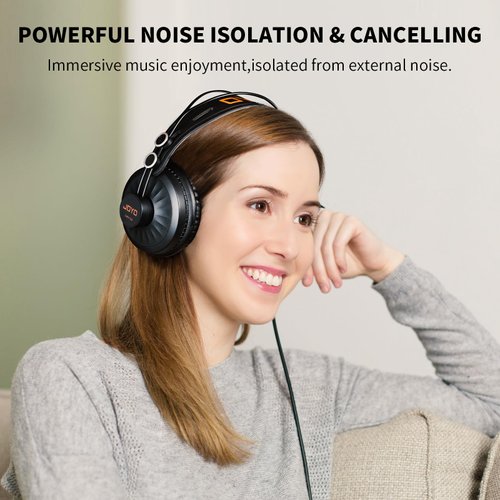 JOYO Studio Headphones Monitor Headphone for Recording Over Ear Noise Canceling for Guitar Cellphone Mixer Amplifier Podcast DJ and Keyboard Piano (JMH-02)