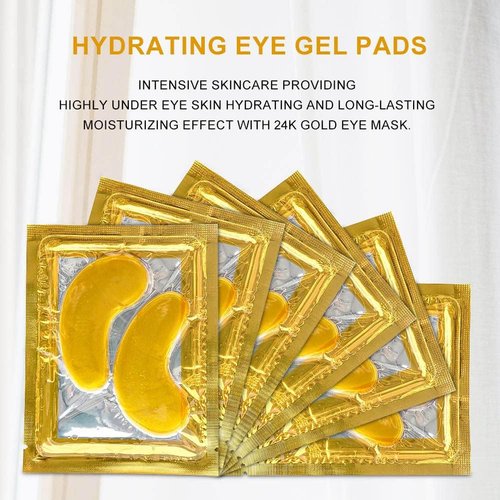 24K Gold Under Eye Mask (20 Pairs) - Under Eye Mask for for Puffy Eyes and Dark Circles. With Hyaluronic Acid & Collagen