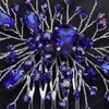 Aimimier Bridal Royal Blue Crystal Hair Comb Rhinestone Silver Hair Vine Side Comb Prom Party Festival Wedding Hair Accessories for Women (Blue)