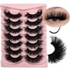 IFSOWDRA Mink False Lashes Dramatic D Curl Strip Lashes Wispy 20mm/25mm Long Full False Lashes Pack, 3D Mink Cat Eye False Eyelashes Natural Look