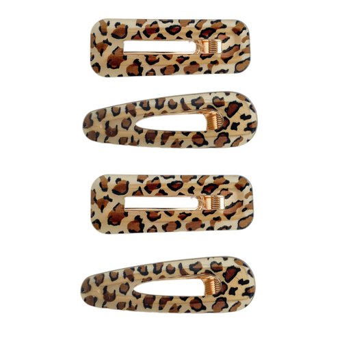 Fosrisix Pack Resin Leopard Print Hair Clips Vintage Decorative Tortoise Shell Barrettes Yellow Hair Accessories for Women and Girls 4PCS