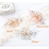 Kercisbeauty Wedding Bridal Bridesmaids Flower Girl Crystal and Pearl Side Hair Comb Slide Headpiece Long Curly Bun Hair Accessories for Prom (Rose Gold)