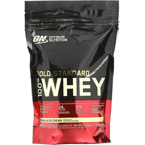 Optimum Nutrition Gold Standard 100% Whey Protein Powder, Vanilla Ice Cream, 1 Pound (Packaging May Vary)