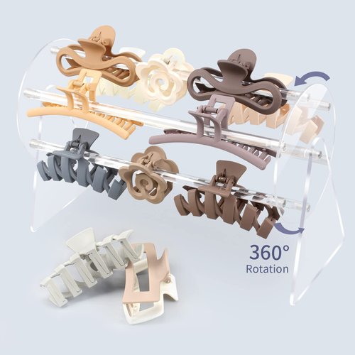 SNOWSTAR Acrylic Claw Clip Organizer Holder,360-Degree Rotating Claw Clip Holder and Storage,Hair...