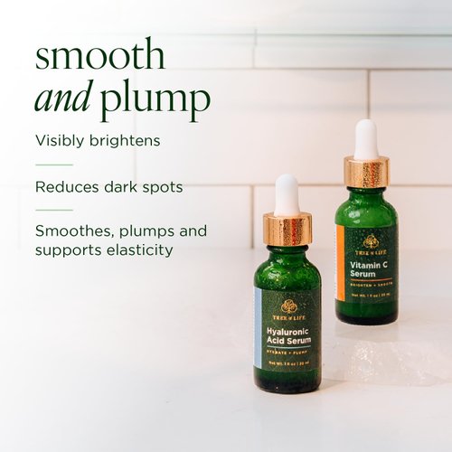 Tree of Life Facial Skin Care Set, Brightening, Firming, Hydrating, Dry Face, Dermatologist Tested - Vitamin C and Hyaluronic Acid Facial Serum - Skin Care Kit, 2 count of 1 Fl Oz