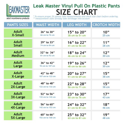 LeakMaster Adult Pull-On Vinyl Plastic Pants - Soft, Quiet and Form Fitting Incontinence Waterproof Diaper Covers for Adults - White, X-Small Fits 26-30 Inch Waist