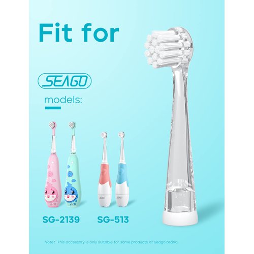Seago Baby/Kids Electric Toothbrush Replacement Heads SG-849 for 513 - Pack of 4 (025+037)…