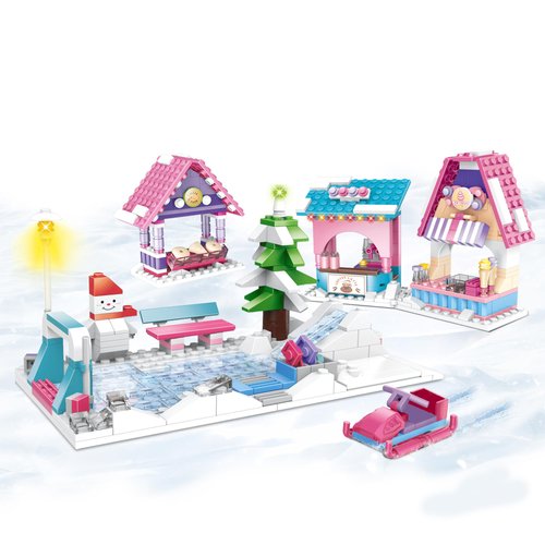 flybakiz Ski Field Building Sets for Girl Age 6-12, Ski Resort Building Blocks Toys Winter Themed Gift for Kids Who Love Snowy Adventures (497PCS)