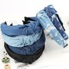 TOBATOBA Denim Wide No-Slip Fashion Boho Turban Elastic Headbands - Blue Jean Knotted Top Knot Headbands for Women and Girls
