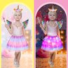 Toddlers Light Up Princess Dress Up Clothes for Little Girls 3-6, Unicorn & Peach Kids Dress Up Princess Costume with Tutu, Wing, Play Jewelry, Kid Pretend Play Princess Toys Gift for Girls Toddler