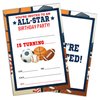 Sports Style Fill-In Birthday Invites(4"x6"), All Star Birthday Invitations with Envelopes(20-Pack), Birthday Party Supplies for Boys & Girls, Teen, Kids-A04