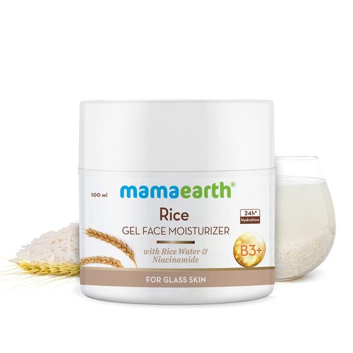 Mamaearth Rice Water Gel Face Moisturizer | Long Lasting Hydration with Niacinamide | Helps Reduce Spots, Scars & Marks | Fast Absorbing, Lightweight & Non-Sticky | 3.38 Fl Oz/100ml