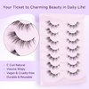 False False Eyelashes Lashes Cat Eye Natural 15mm Manga Eyelashes Wispy with Thin Band 3D Volume False Lashes Anime Lashes Soft Strip Lashes Pack C Curl Fake Eyelashes 7 Pair EVENTILL