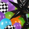 Truck Theme Balloon Garland Arch Kit vibrant Purple orangeGreen Black with Big Wheels checkered star mylar foil balloons For Kids fast one Boy Birthday Race Car construction theme Party Decorations