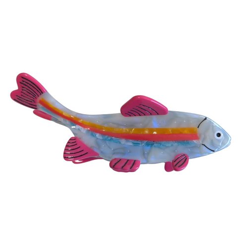 Novelty Rainbow Stripe Fish Hair Clip,Acetate Hair Claw,Small Hair Clips for Women
