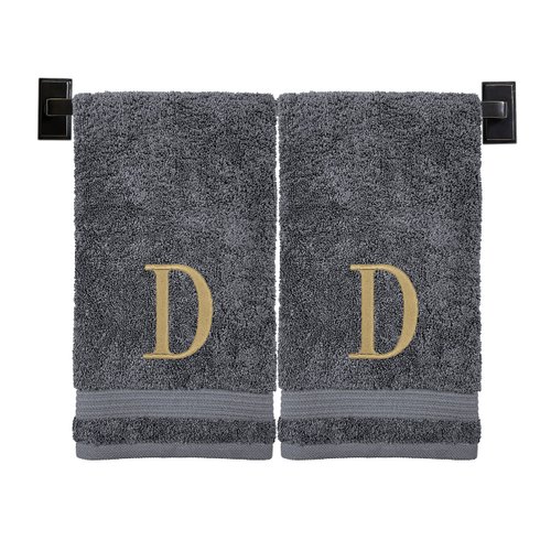 Monogrammed Hand Towels - Set of 2 - Genuine Turkish Hand Towels - Choose Any Letter - Choose Towel and Thread Color - Embroidered Modern Monogram - Personalized Towels - Monogrammed Towels