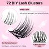 Miuffue Lash Clusters 72 PCs Cluster Lashes DIY Eyelash Extensions Super Thin Band Soft Mixed Tray Wispy Individual Lashes Eyelash Clusters (Fluffy, C-8-16mix)