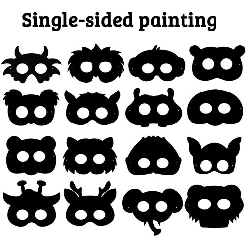 WATINC 32Pcs Scratch Paper Animal Masks, DIY Color Mask for Magic Scratch Party Favors, Birthday Gifts Pack for Children, DIY Art Craft Kit for Kids, 16 Styles with Elastic Bands &Wood Stylus