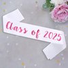 KETAOO 2PCS Class of 2025 Sash, Pink Foil White Finally Graduated Cheerleader Class of 2025 Sashes for Graduation Party Supplies