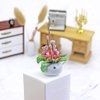 Dollhouse Decoration Plant Pots Miniature Green Potted Miniature Bonsai Model Dollhouse Accessories Decor,1 12 Scale Doll House Miniature Plant Model (1 Hanging Pot Rose)