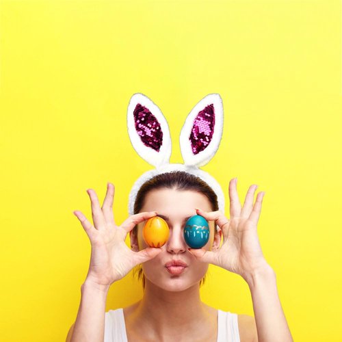 Susunaya Bunny Ears Headbands - Plush Rabbit Headband for Women, Kids, and Adults Party Supplies (Rose)