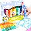 Official Bluey Chalk Art, 5-Pack, Vibrant Sidewalk Chalk For Kids, Includes 5 Chalks, Chalk Holders & Reusable Stencil, Outside Toys for Toddlers 1-3, Bluey Birthday Party Supplies, Bluey Toys